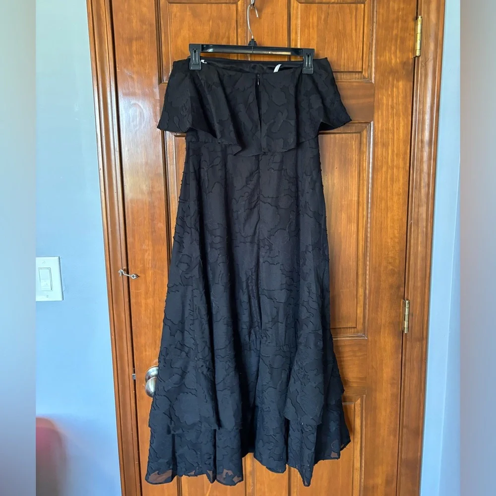 Love You So Truly Black Burnout Floral Strapless Midi Dress Size Medium - Picture 7 of 13